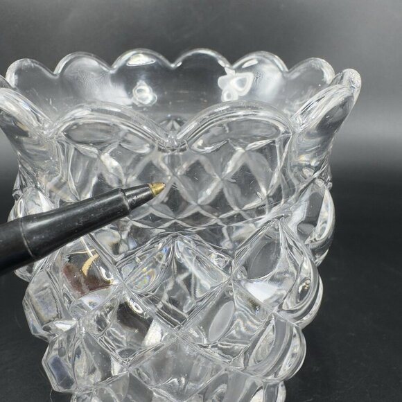 Antique Pineapple Clear Glass Vase Manganese 365nm Green UV Glow Utensil Holder - Picture 8 of 16